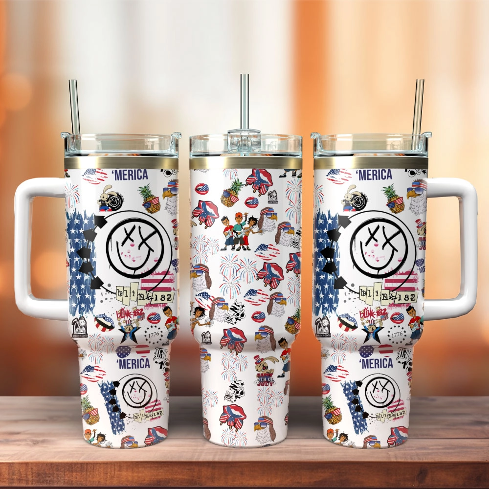Blink-182 Merica Independence Day Fourth of July Stainless Steel 30oz or 40 Oz Tumbler HG