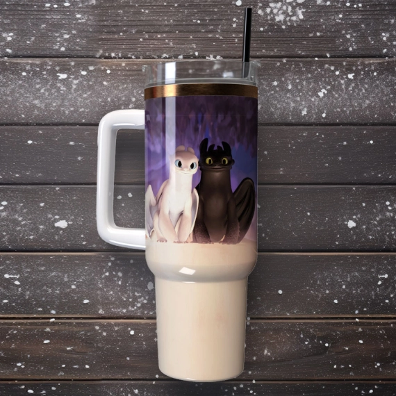 Toothless How to Train Your Dragon Custom  Quencher 30oz or 40oz Stainless Steel Tumbler With Handle,  Best gifts for Friend Family NVA