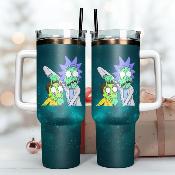 Richard and Mortimer Cartoon Custom   Quencher 30oz or 40oz Stainless Steel Tumbler With Handle HG