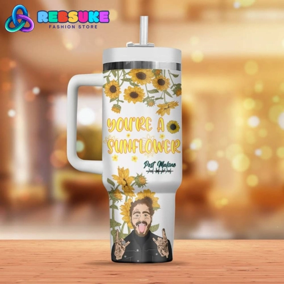 Post Malone You Are A Sunflower  Quencher 30oz Or 40oz Stainless Steel Tumbler With Handle HG