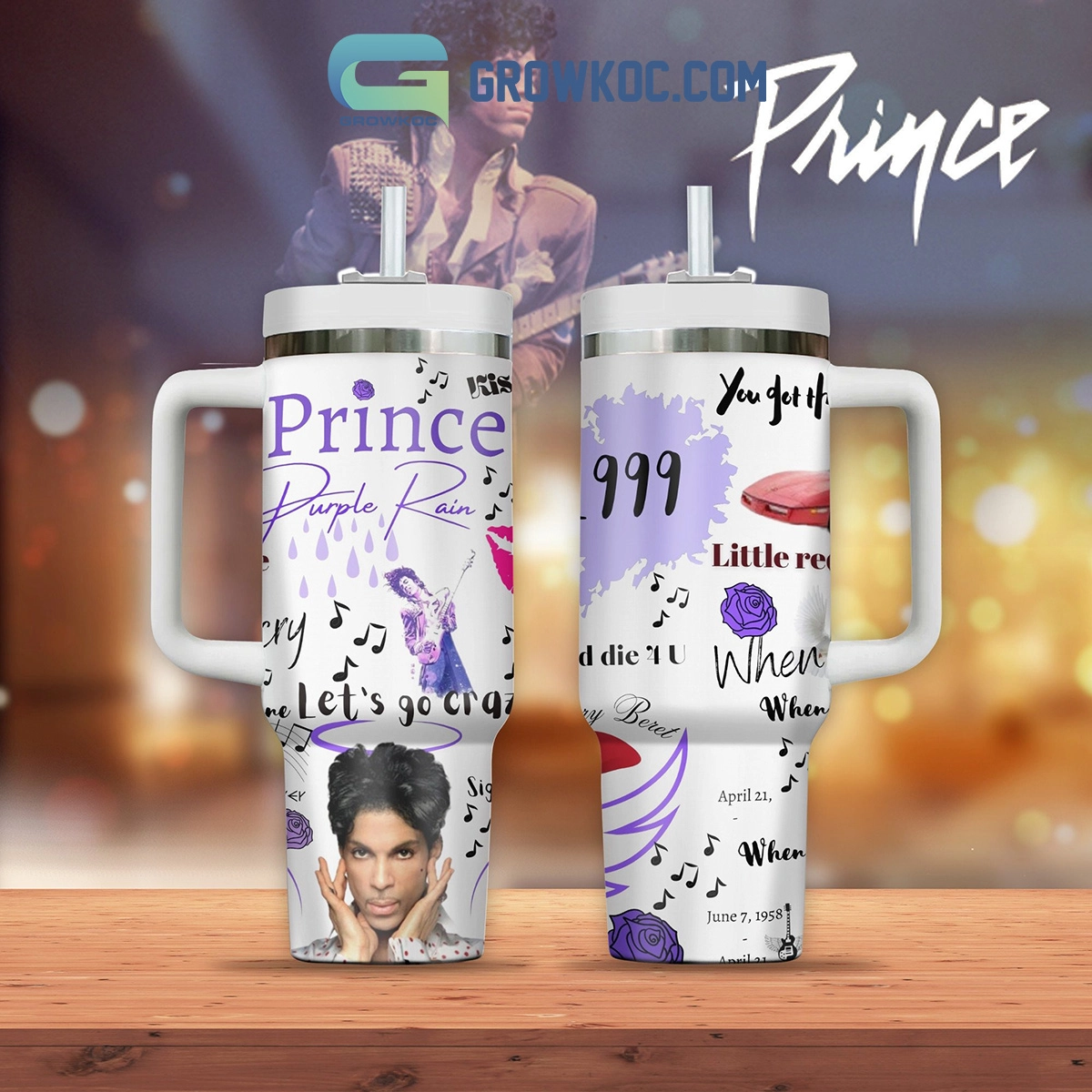 Prince Let’s Go Crazy Fan 30oz or 40oz Stainless Steel Tumbler With Handle HG
