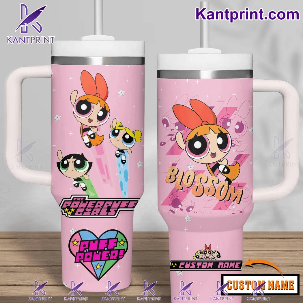 Blossom The Powerpuff Girls Cartoon Custom Quencher 30oz or 40oz Stainless Steel Tumbler With Handle HG