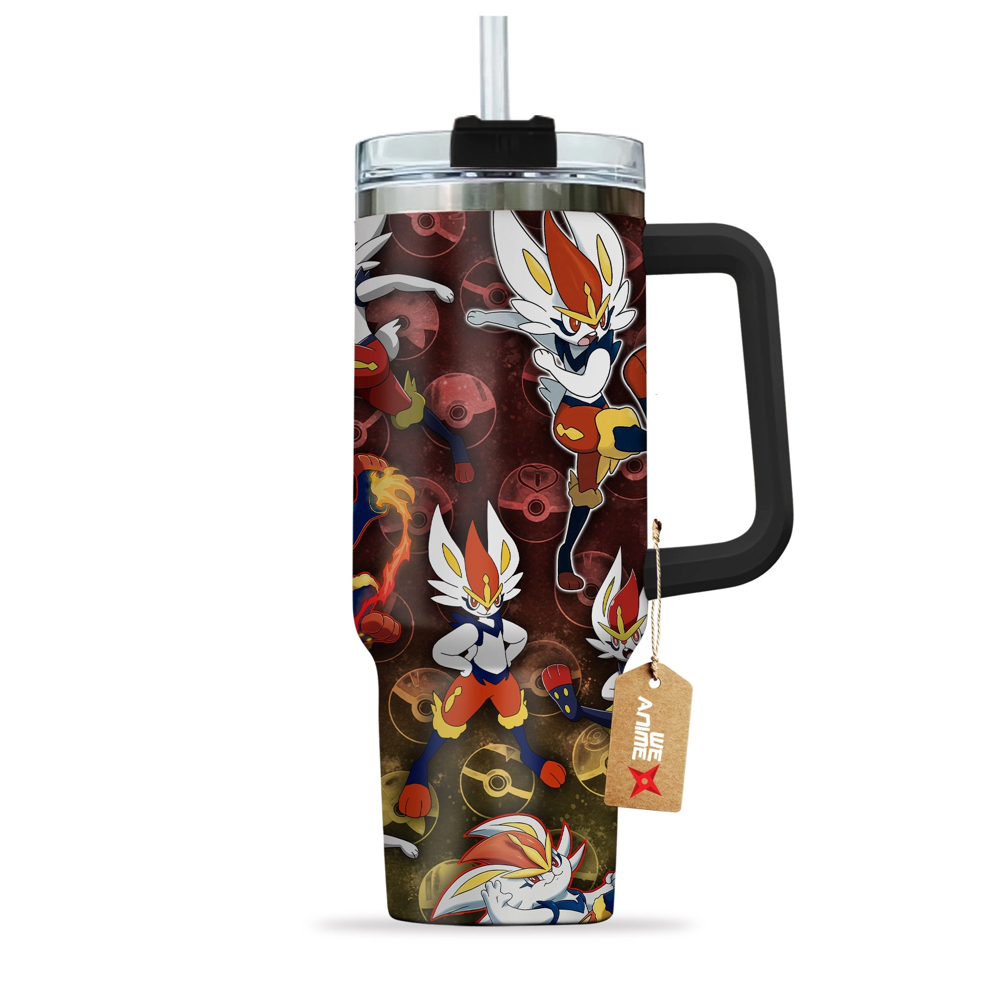 Cinderace Pokemon Anime Custom Quencher 30oz Or 40oz Stainless Steel Tumbler With Handle HG