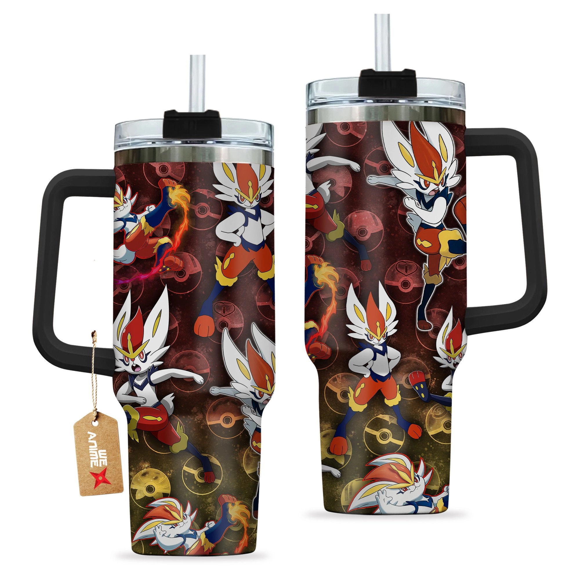 Cinderace Pokemon Anime Custom Quencher 30oz Or 40oz Stainless Steel Tumbler With Handle HG