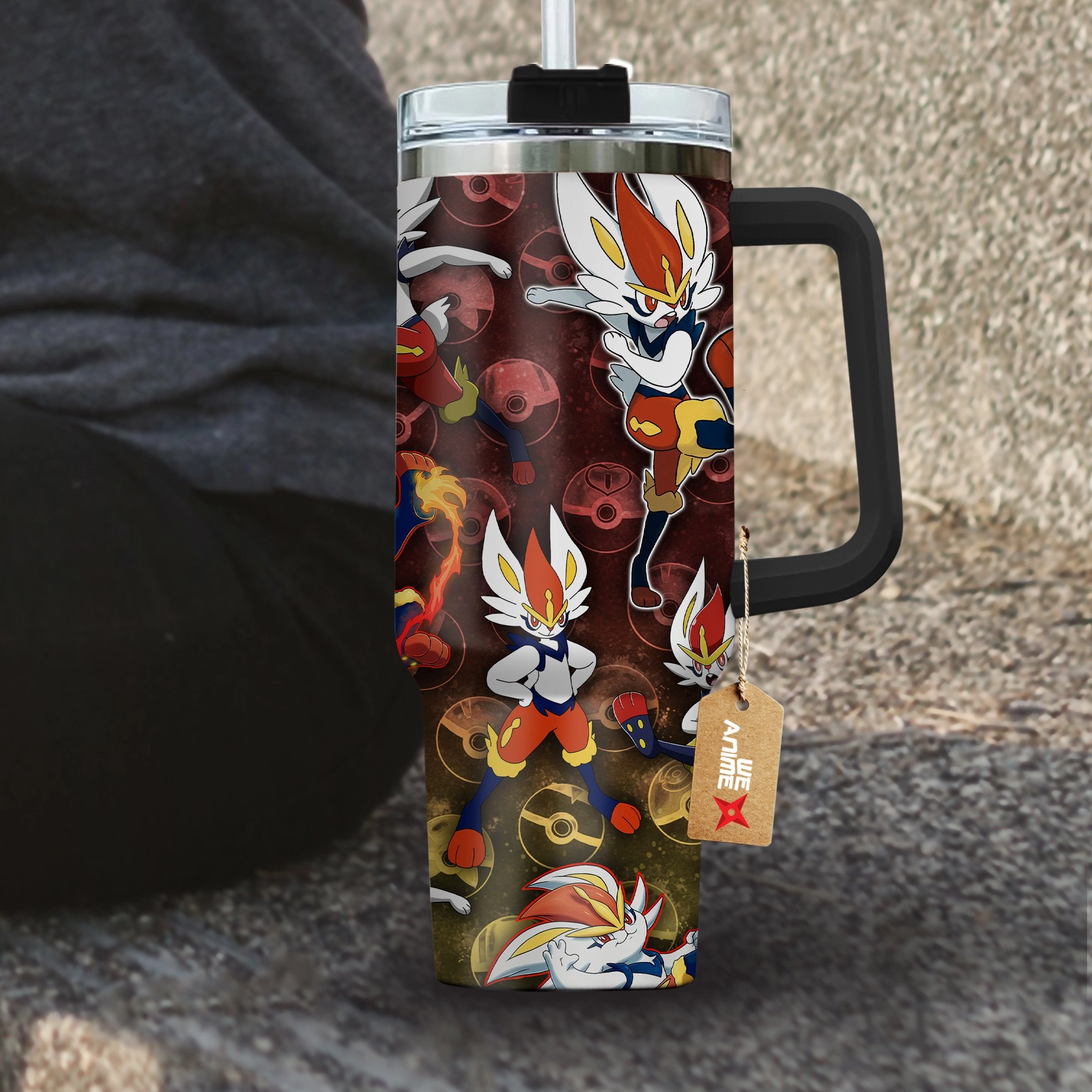 Cinderace Pokemon Anime Custom Quencher 30oz Or 40oz Stainless Steel Tumbler With Handle HG