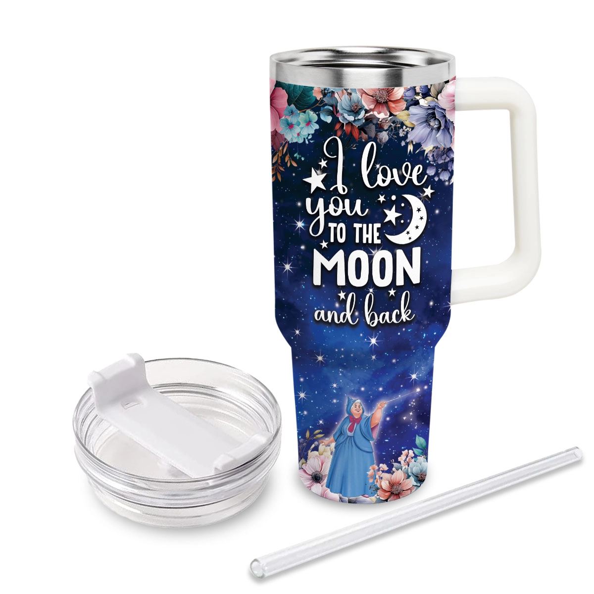 Cinderella Disney Princess Cartoon Custom Quencher 30oz or 40oz Stainless Steel Tumbler HG With Handle