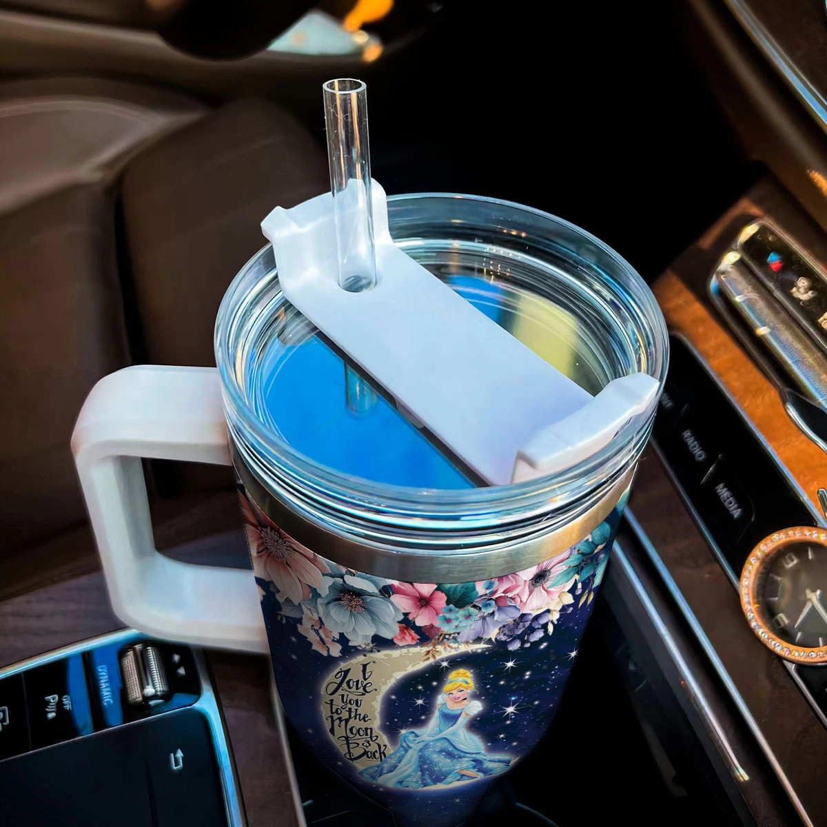 Cinderella Disney Princess Cartoon Custom Quencher 30oz or 40oz Stainless Steel Tumbler HG With Handle