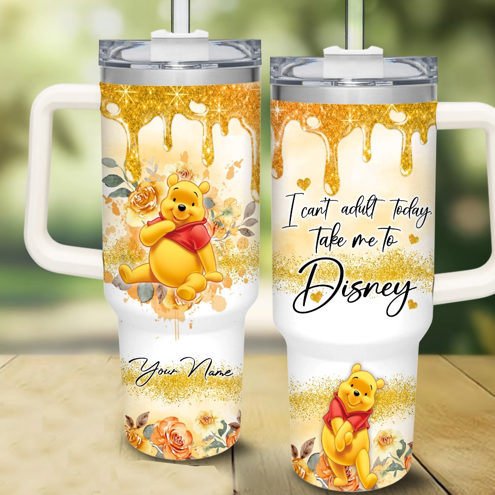 Pooh Winnie the Pooh Cartoon Custom Quencher 30oz or 40oz Stainless Steel Tumbler HG With Handle