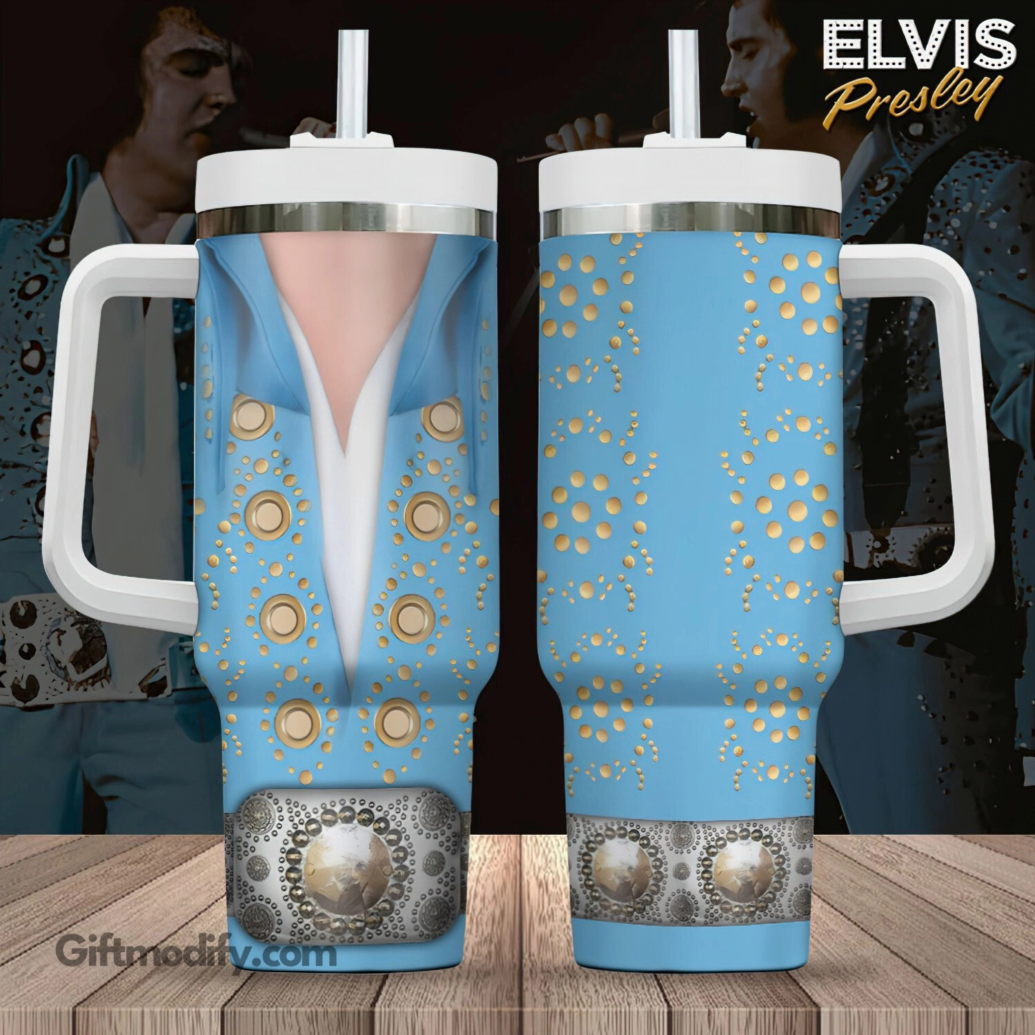 Elvis Presley Iconic Outfit Music Custom Quencher 30oz or 40oz Stainless Steel HG