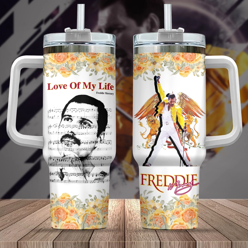 Freddie Mercury Queen Music Custom Quencher 30oz or 40oz Stainless Steel Tumbler HG With Handle