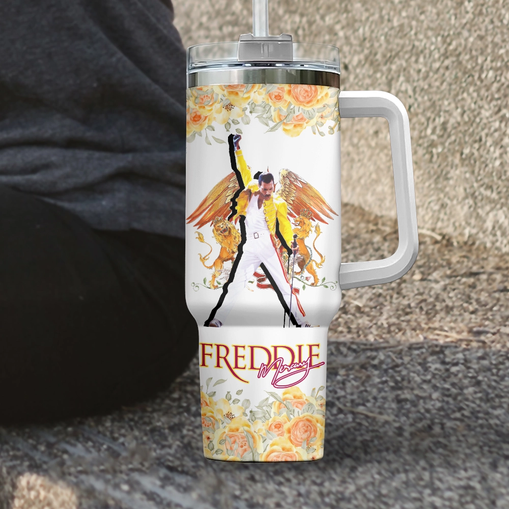Freddie Mercury Queen Music Custom Quencher 30oz or 40oz Stainless Steel Tumbler HG With Handle