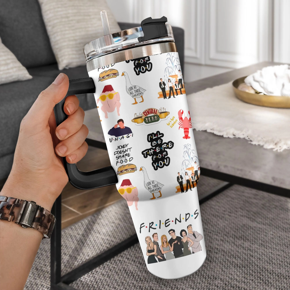 Friends TV Series Custom Quencher 30oz or 40oz Stainless Steel Tumbler With Handle, Best Gifts NVA