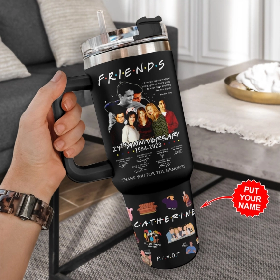 Friends TV Series Custom Quencher 30oz or 40oz Stainless Steel Tumbler With Handle, Best Gifts NVA