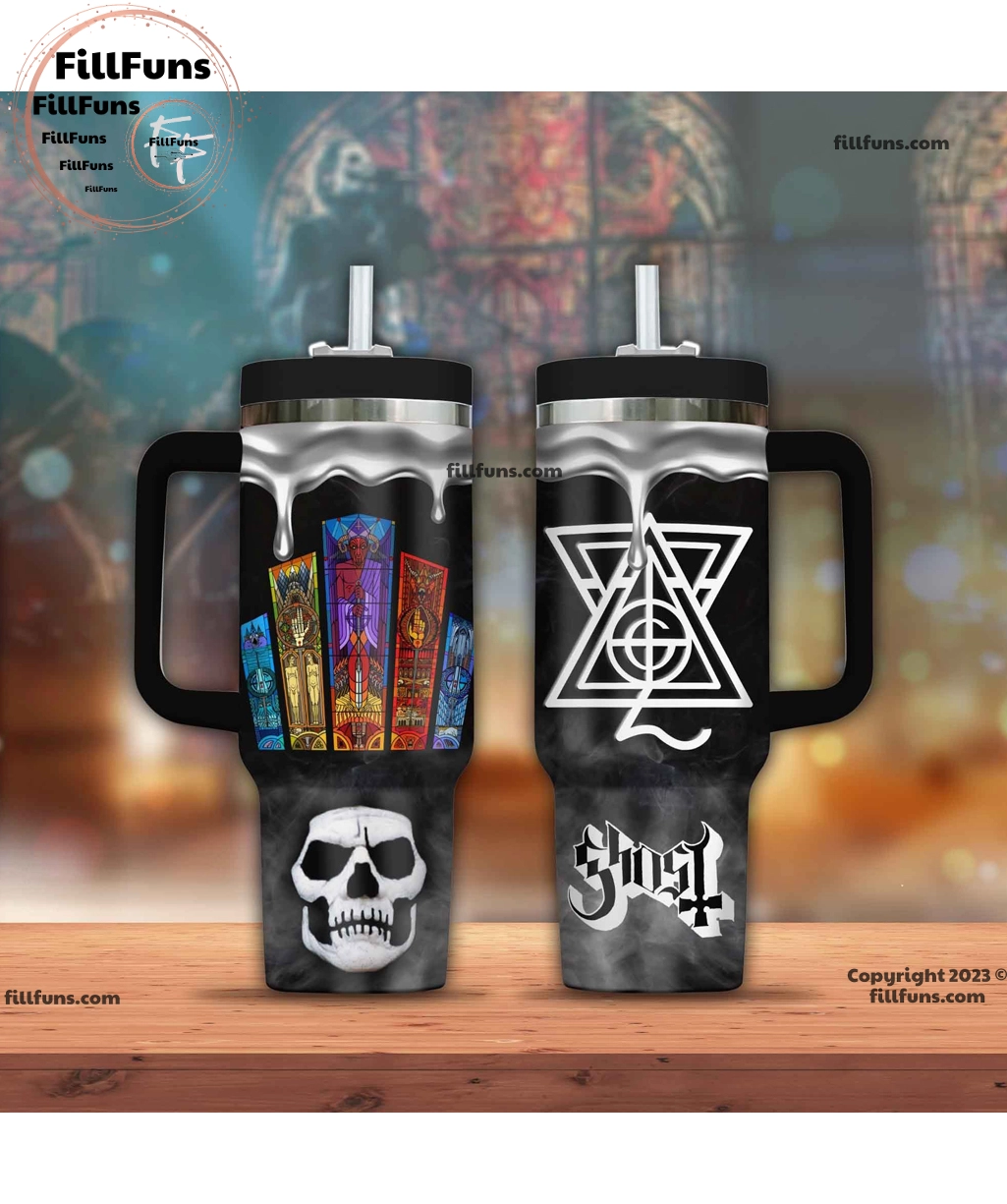 Ghost Music Custom Quencher 30oz or 40oz Stainless Steel Tumbler HG With Handle