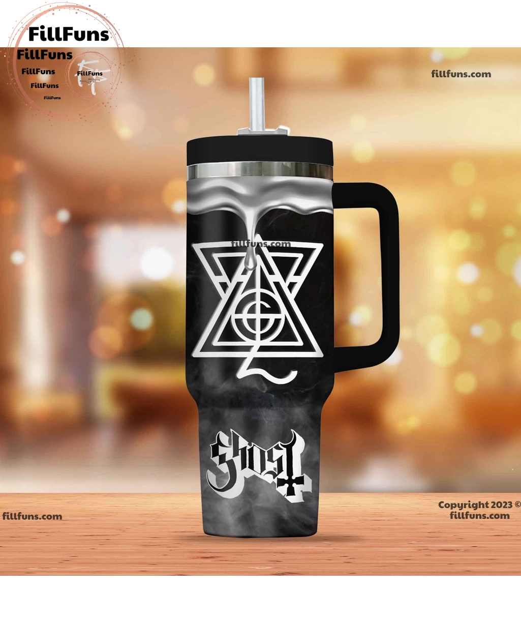 Ghost Music Custom Quencher 30oz or 40oz Stainless Steel Tumbler HG With Handle