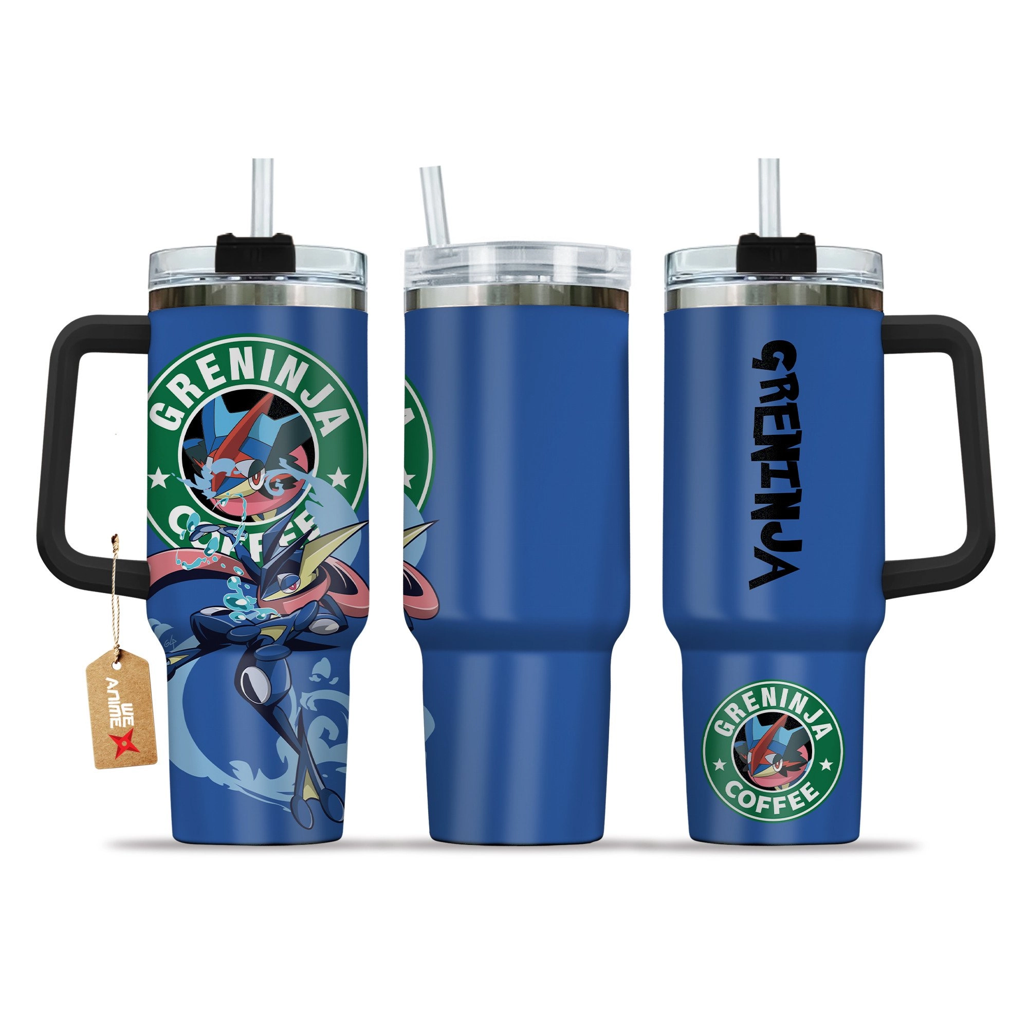 Greninja Coffee Pokemon Anime Custom Quencher 30oz or 40oz Stainless Steel Tumbler With Handle HG