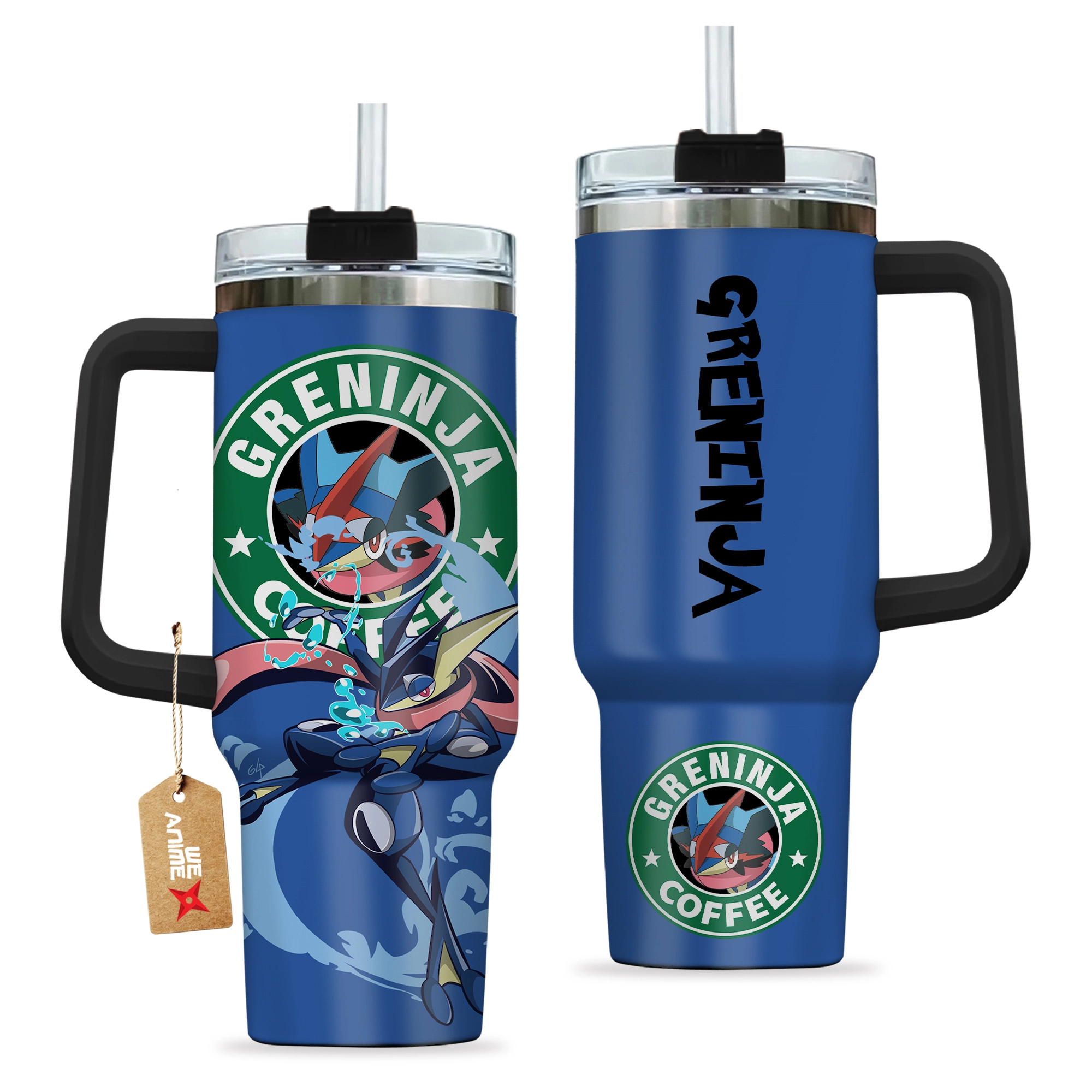 Greninja Coffee Pokemon Anime Custom Quencher 30oz or 40oz Stainless Steel Tumbler With Handle HG
