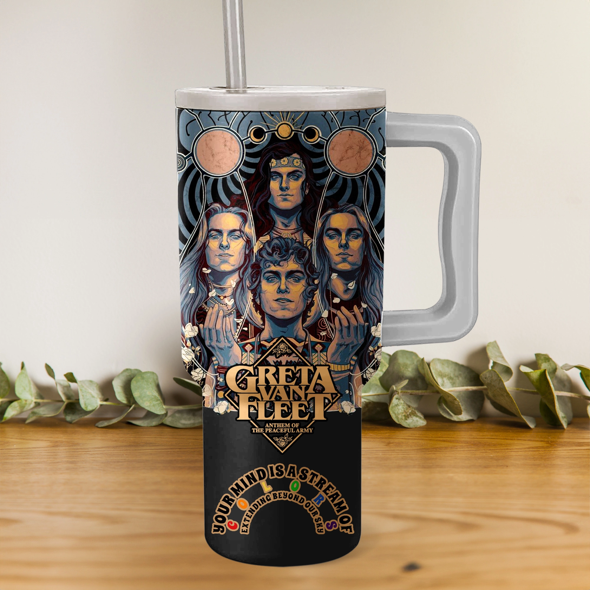 Greta Van Fleet Music Custom Stanley Quencher 40oz Stainless Steel Tumbler HG With Handle
