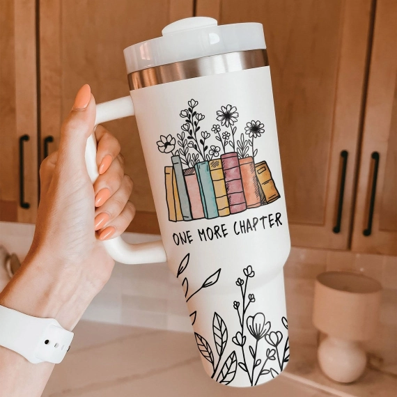1 More Chapter Floral 30oz or 40oz Tumbler HG, for boo ks Lover, Perfect Gift for a book loving, book person or Book Loveer Reader