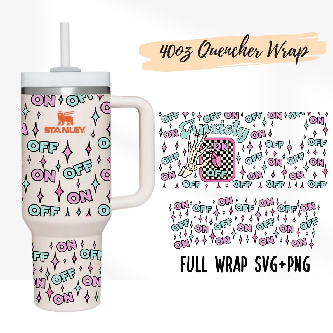 Retro Anxiety Overstimulated Mental Health 30oz or 40oz Quencher Tumbler Gift For Her Him Birthday Gift LN