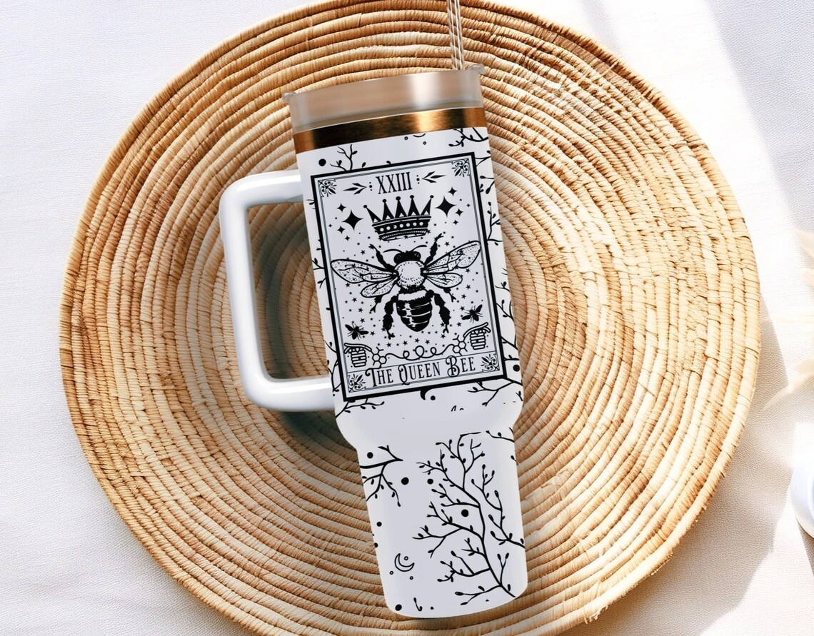 Queen Bee Tarot Card 30oz or 40oz Tumbler Witchy Vibes Celestial Quencher Gift For Her Him Birthday Gift LN