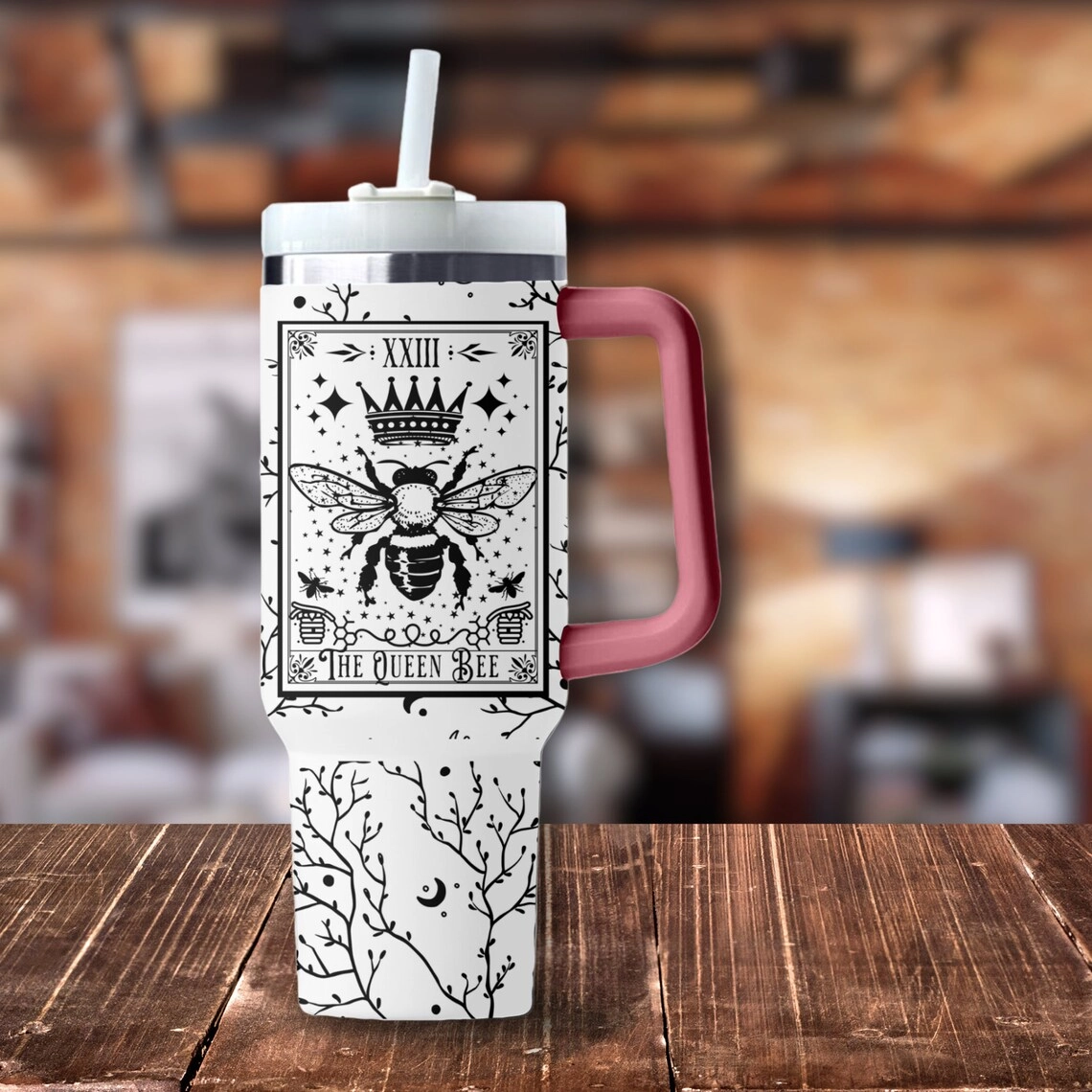 Queen Bee Tarot Card 30oz or 40oz Tumbler Witchy Vibes Celestial Quencher Gift For Her Him Birthday Gift LN