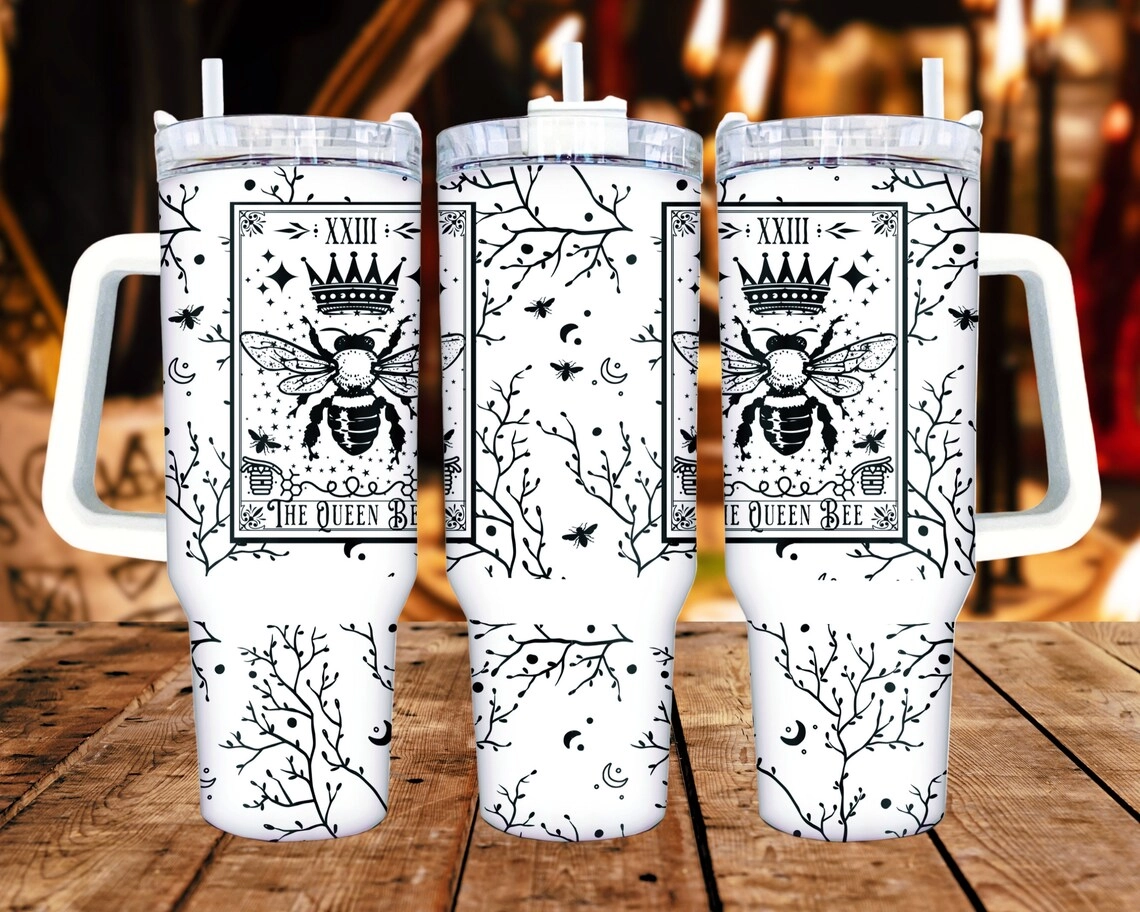 Queen Bee Tarot Card 30oz or 40oz Tumbler Witchy Vibes Celestial Quencher Gift For Her Him Birthday Gift LN