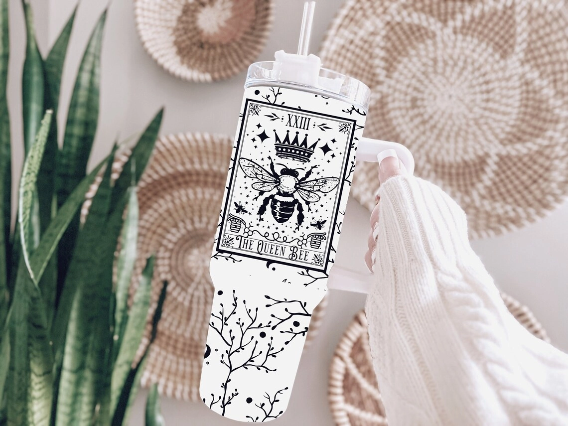 Queen Bee Tarot Card 30oz or 40oz Tumbler Witchy Vibes Celestial Quencher Gift For Her Him Birthday Gift LN