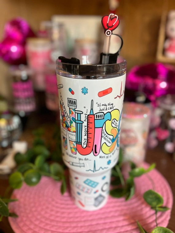 30oz or 40oz tumbler quencher tumbler tumbler with handle Nurse Life Nurse Tumbler Gift for Nurse Birthday Anniversary Gift HFN
