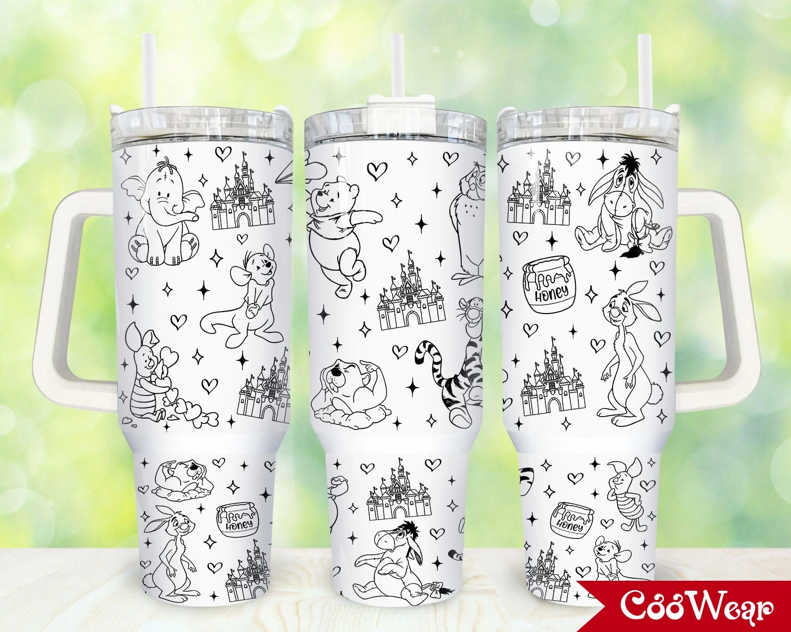 Disney Winnie The Pooh Characters Pooh and Friends 30oz or 40oz Tumbler with Handle, Birthday Anniversary Tumbler Gift HFN