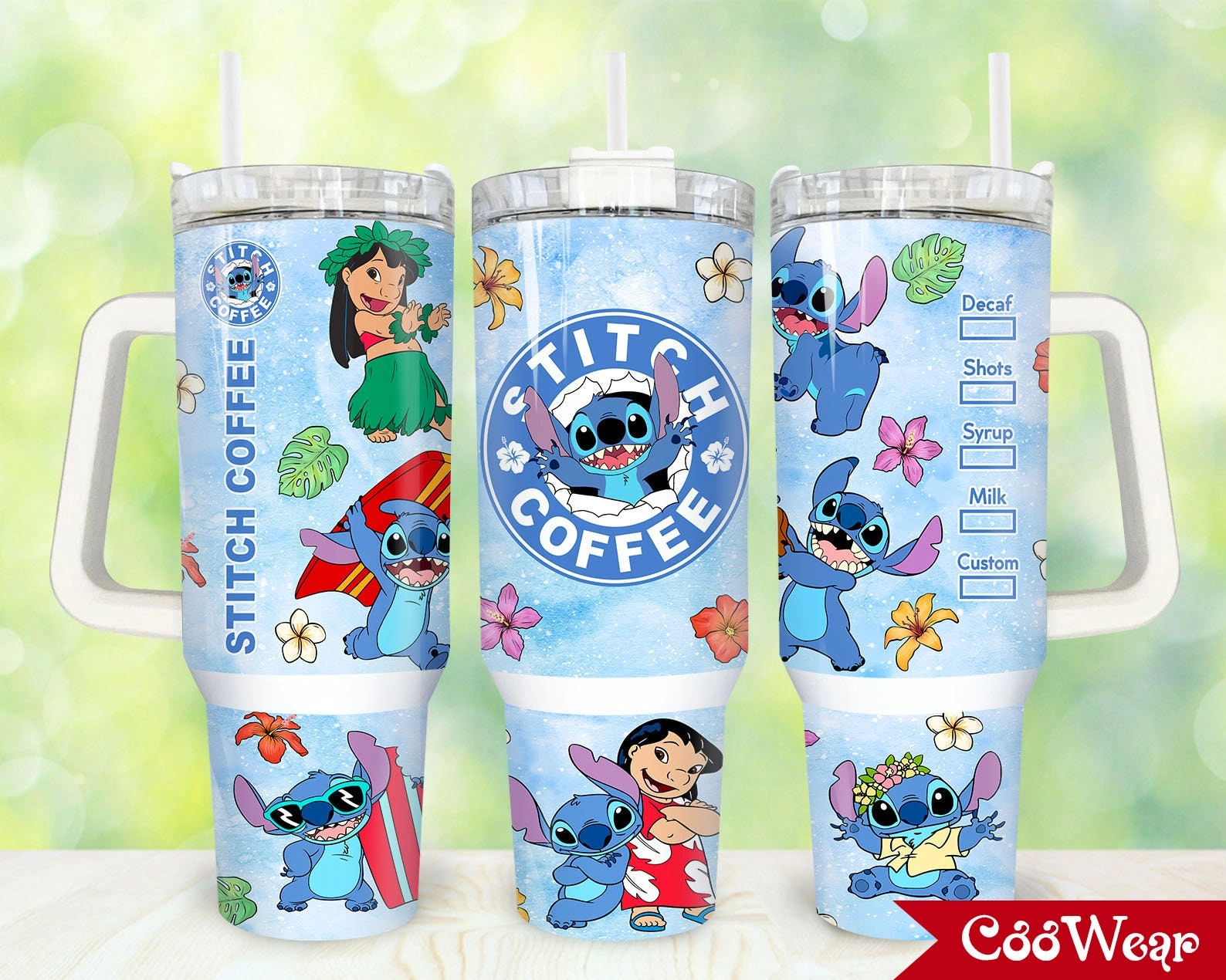 Stitch Coffee Cartoon Characters Coffee 30oz or 40oz Tumbler with Handle, Gift for Disney Lilo and Stitch Fan Birthday Anniversary Tumbler Gift HFN