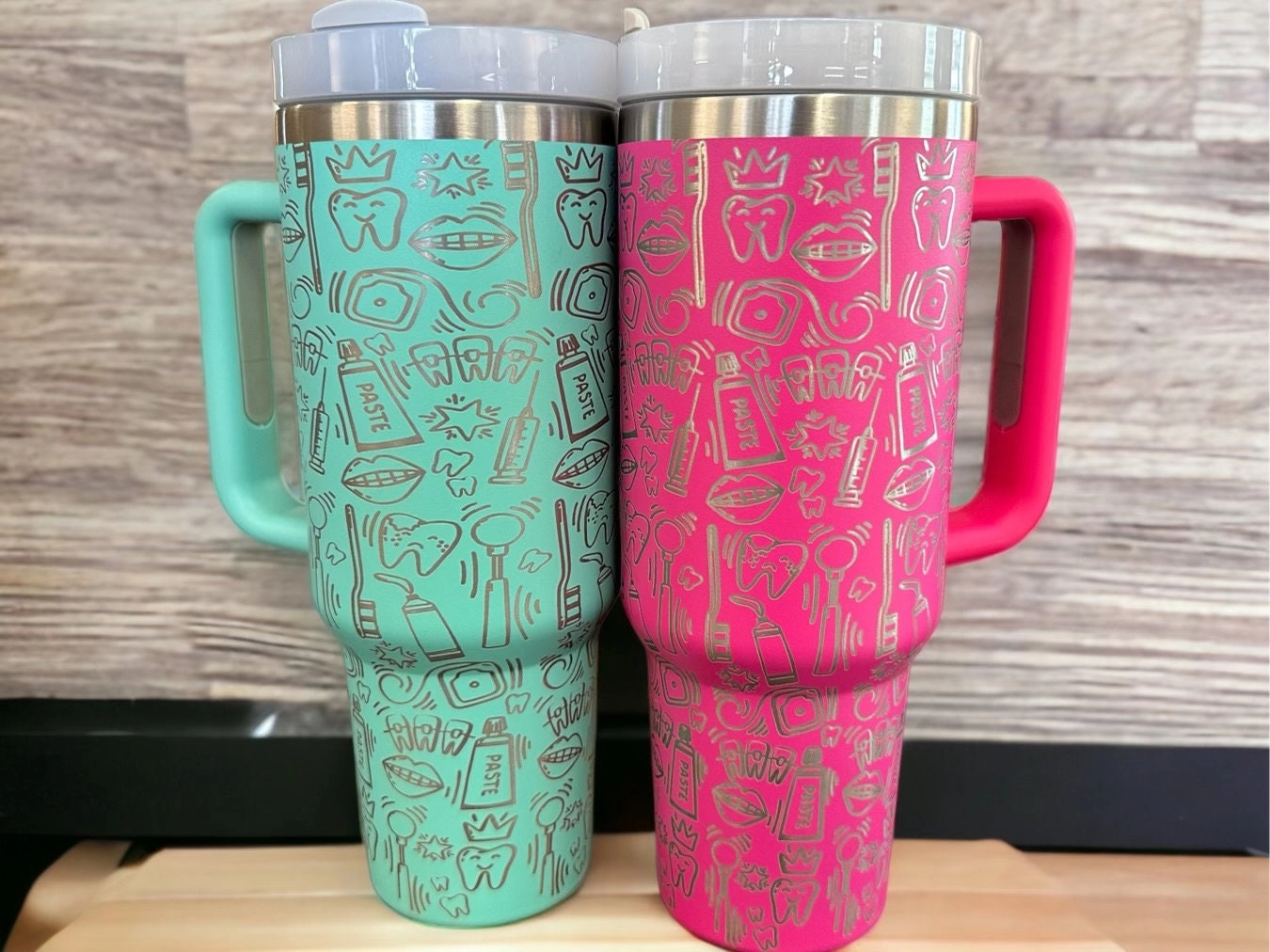 Dental tumbler|Gift for dental office|Christmas gift for dental hygienist| Dental hygienist week 30oz or 40oz Tumbler with Handle, Birthday Anniversary Tumbler Gift HFN