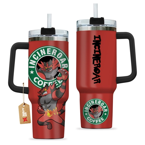 Incineroar Coffee Pokemon Anime Custom   Quencher 30oz or 40oz Stainless Steel Tumbler With Handle HG