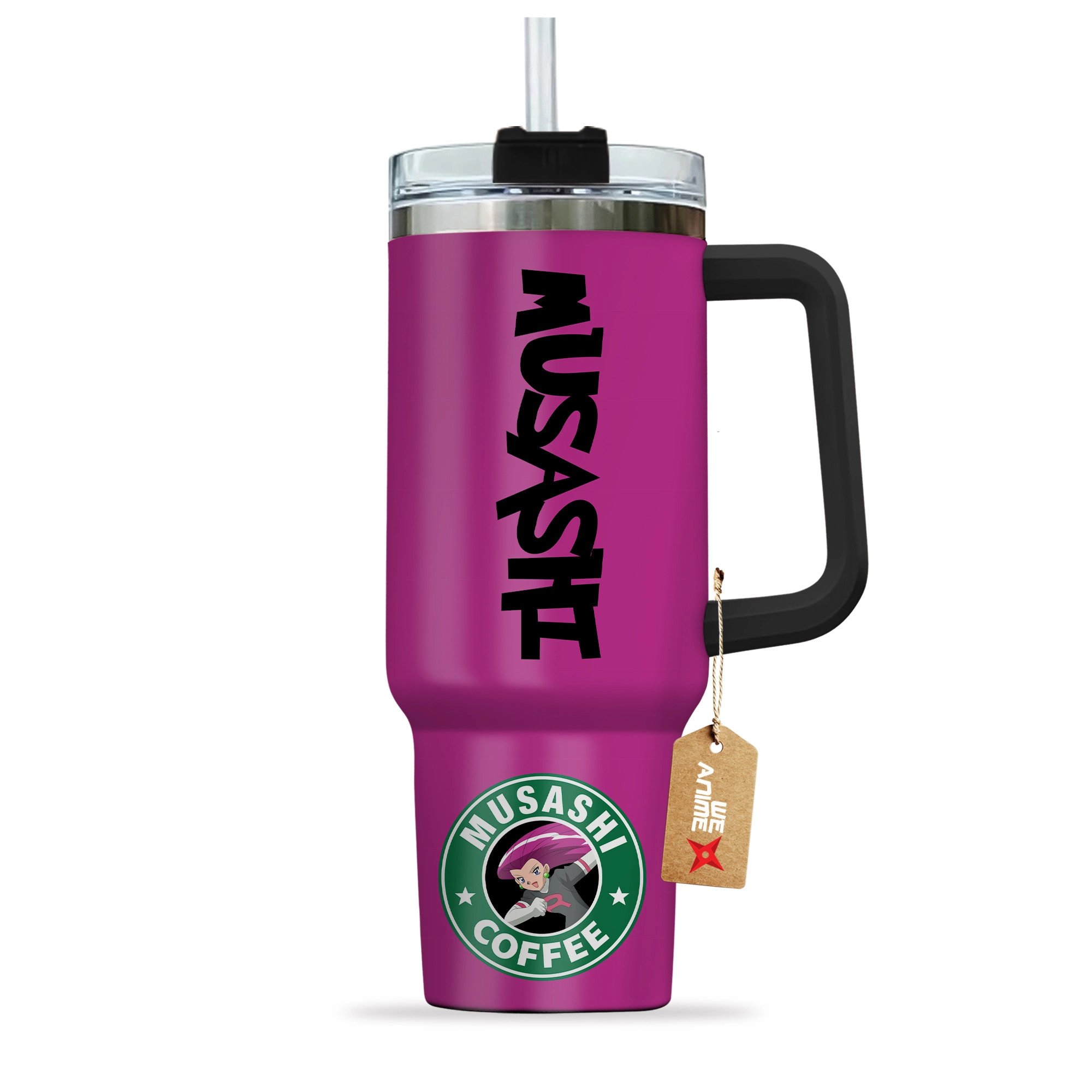 Jessie Musashi Coffee Pokemon Anime Custom 30oz or 40oz Quencher Stainless Steel Tumbler With Handle, Best Gift Idea NVA
