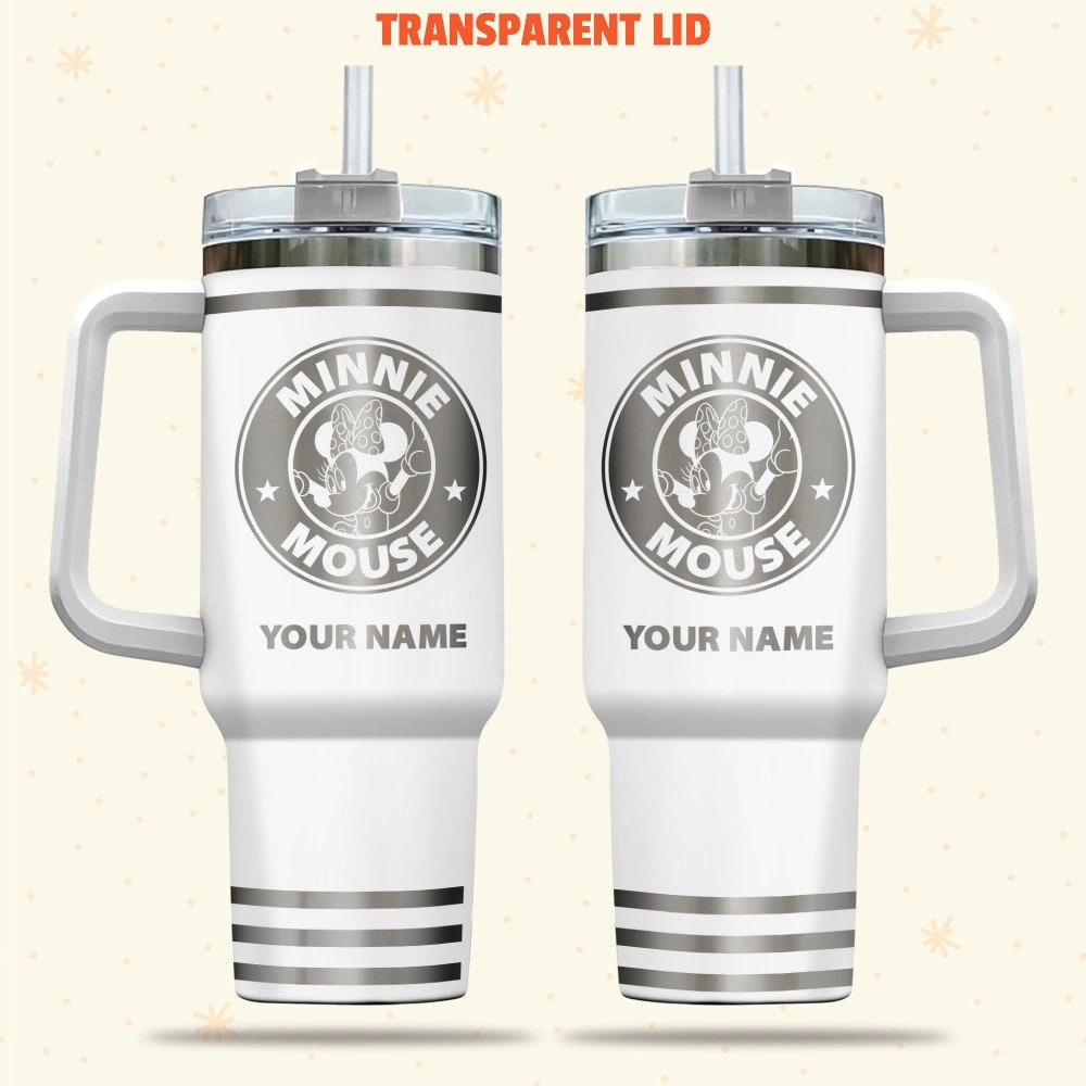 Minnie Mouse Disney Cartoon 30oz or 40oz Quencher Stainless Steel Tumbler With Handle, Best Gift Idea NVA