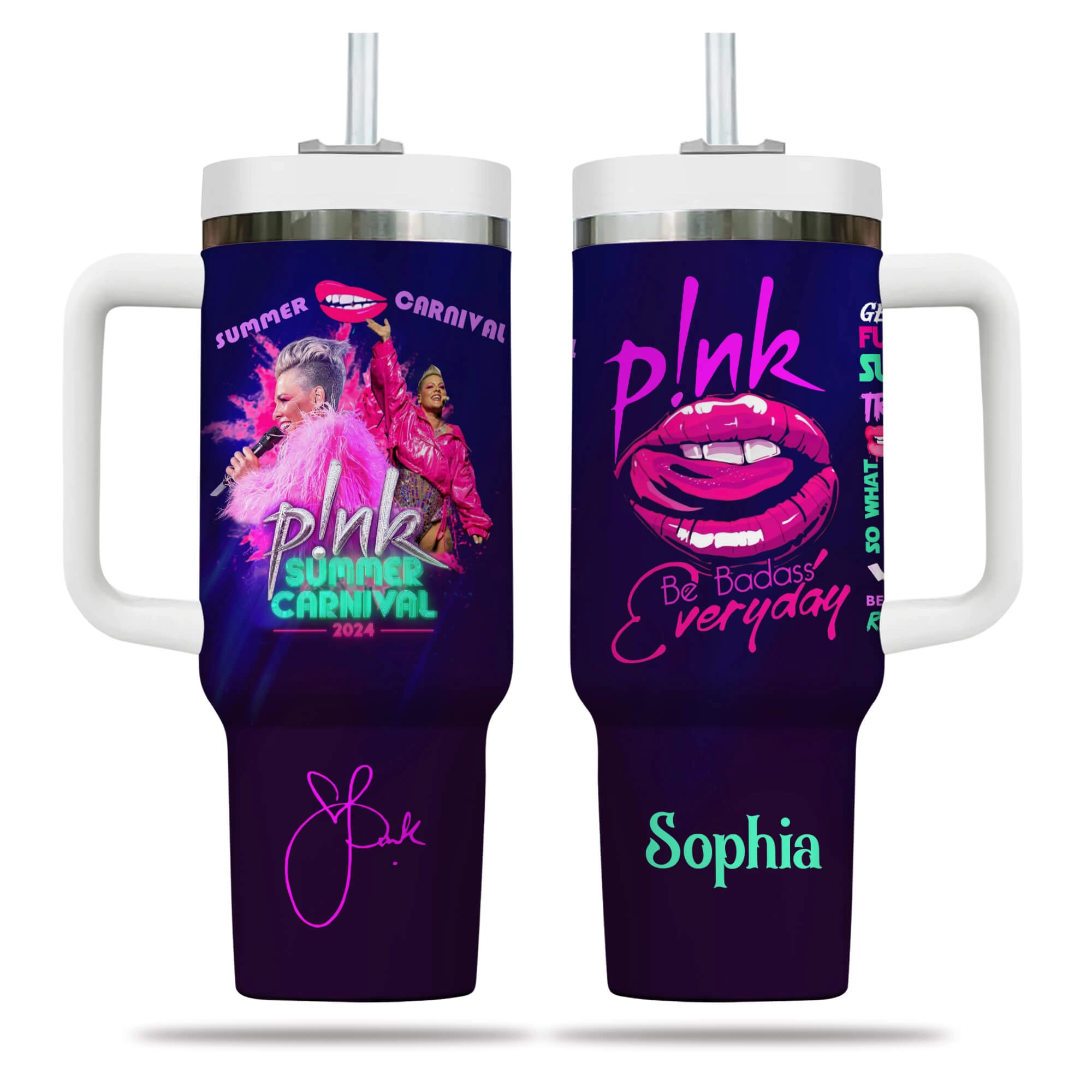 Pink Summer Carnival 2024 I’m Not Dead Personalized 30oz or 40oz Stainless Steel Tumbler With Handle HG