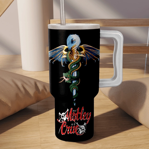 Mötley Crüe Band Music Custom Stanley Quencher 40oz Stainless Steel Tumbler HG With Handle