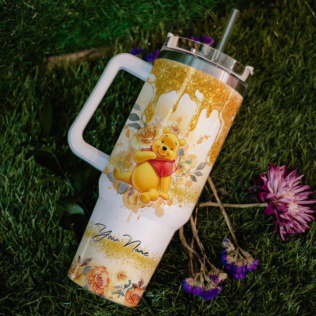 Pooh Winnie the Pooh Cartoon Custom Quencher 30oz or 40oz Stainless Steel Tumbler HG With Handle