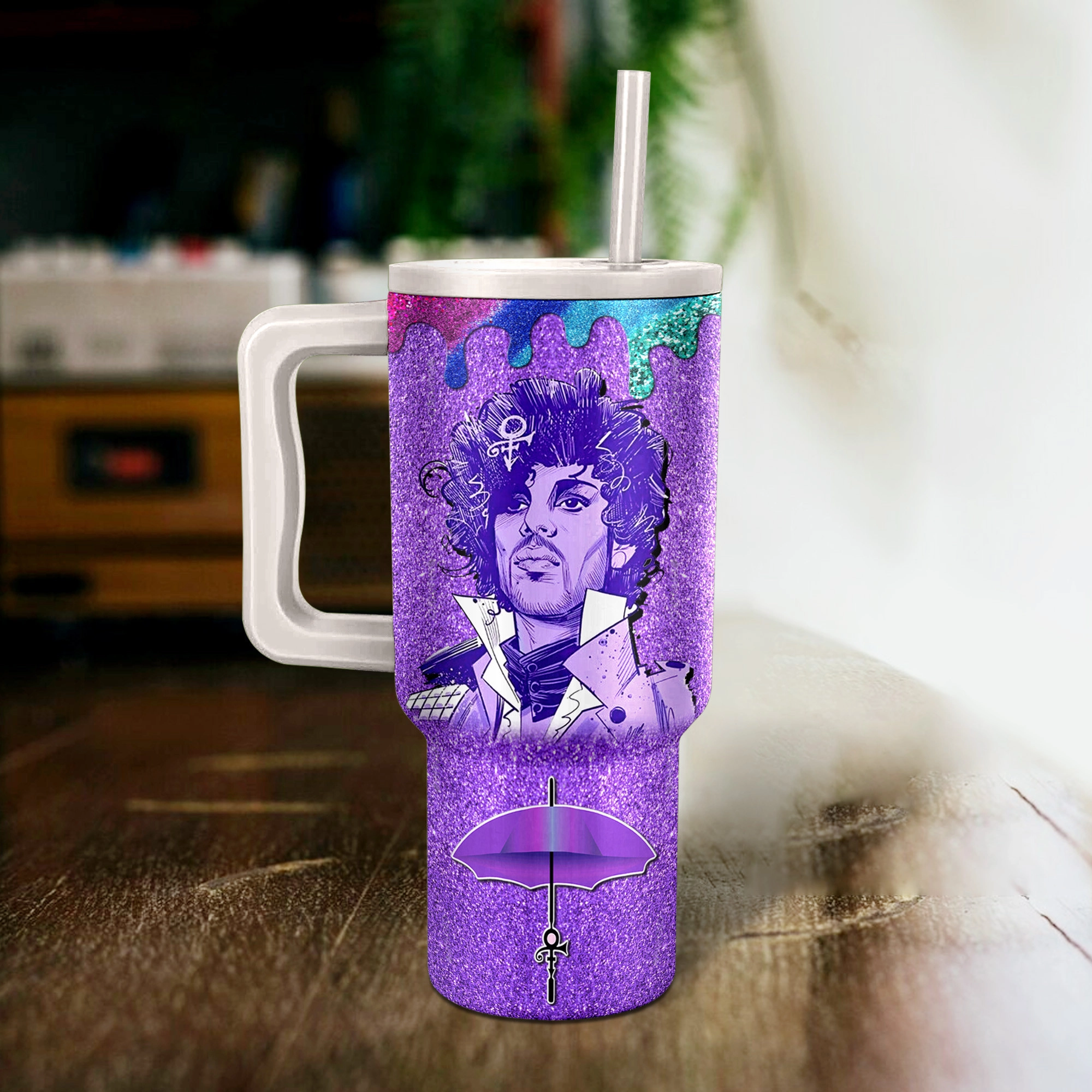 Prince Purple Rain Music Custom Stanley Quencher 40oz Stainless Steel Tumbler HG With Handle