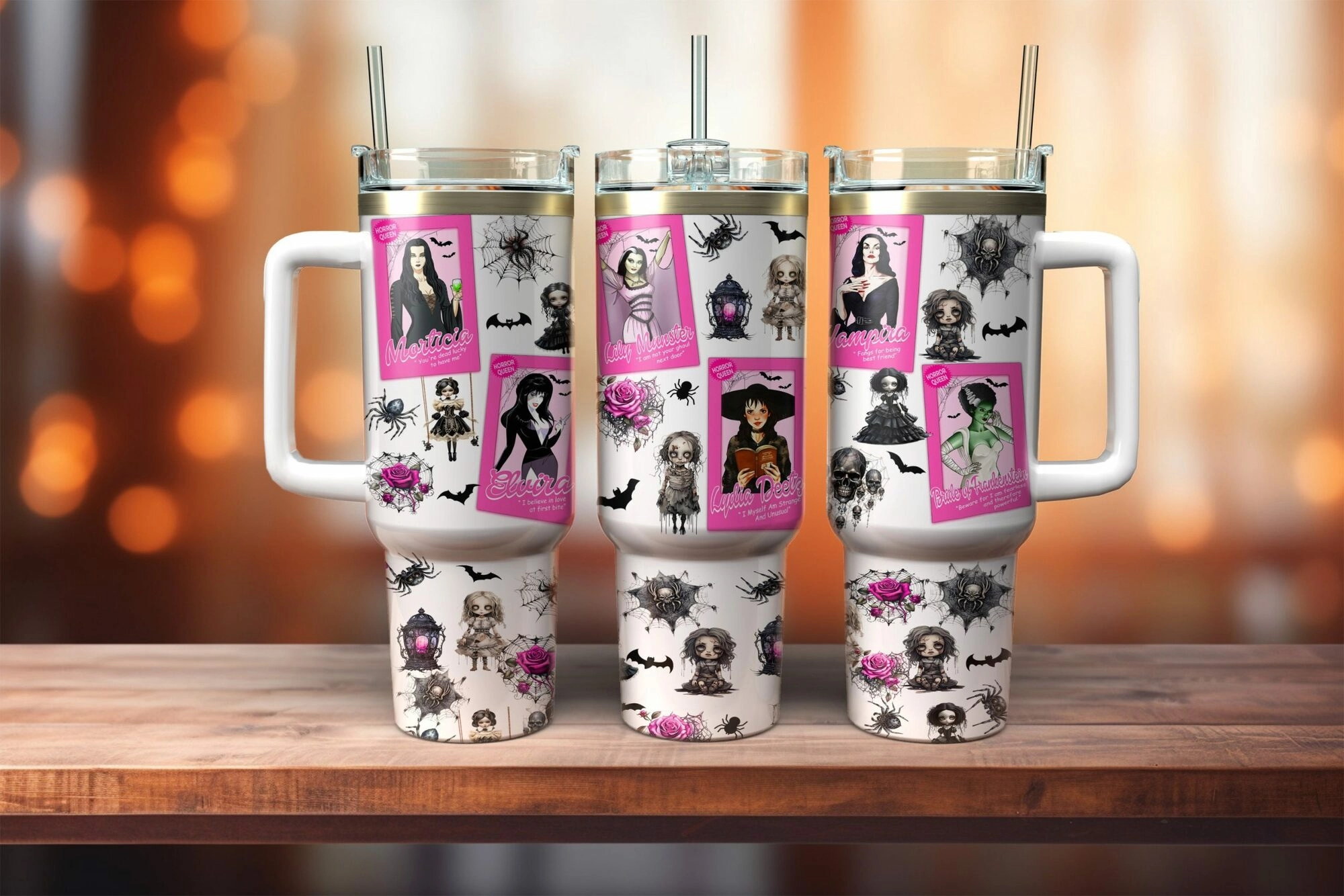 Queens Of Horror Movies Custom Quencher 30oz or 40oz Stainless Steel Tumbler With Handle HG