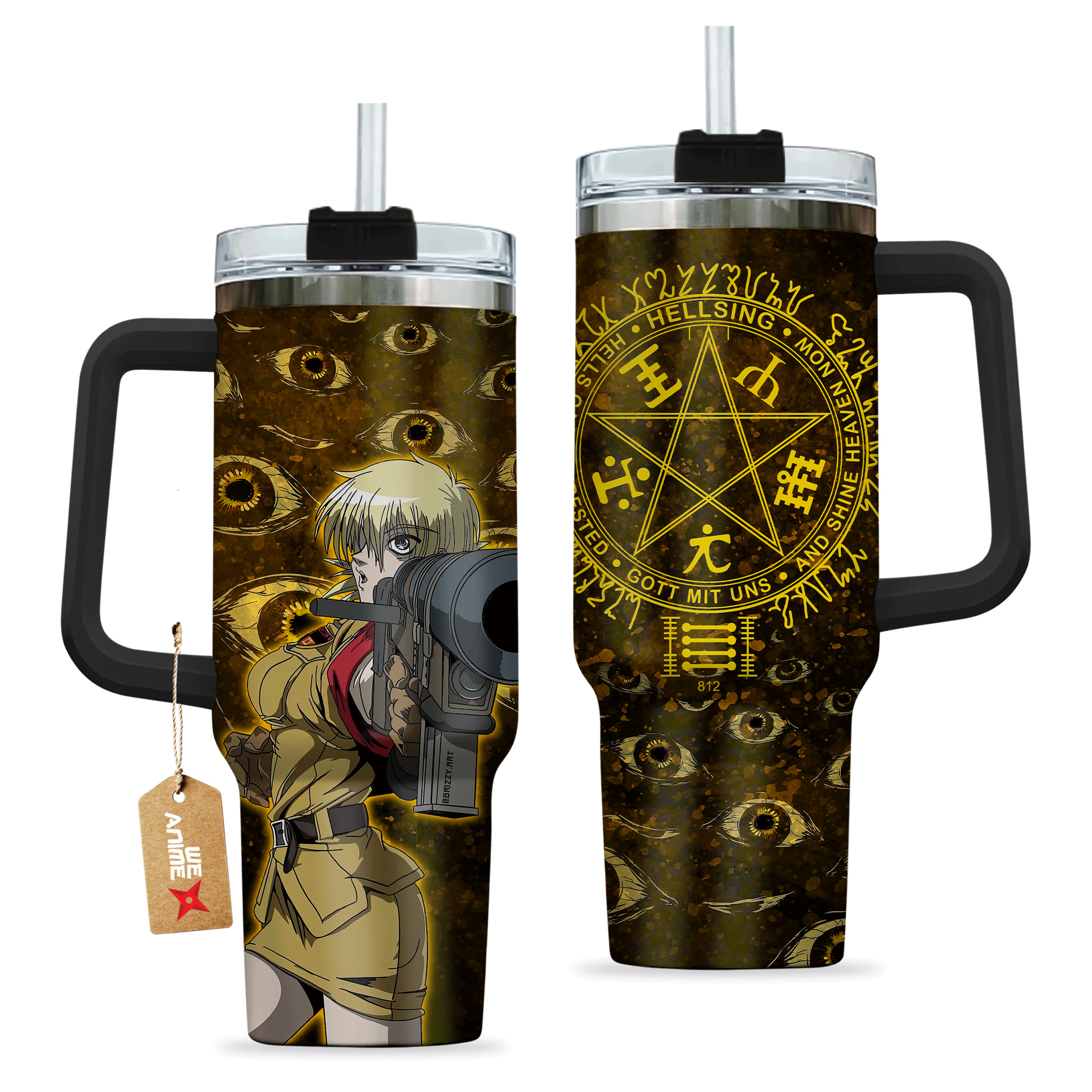 Seras Victoria Hellsing Anime Custom 30oz or 40oz Quencher Stainless Steel Tumbler With Handle, Best Gift Idea NVA