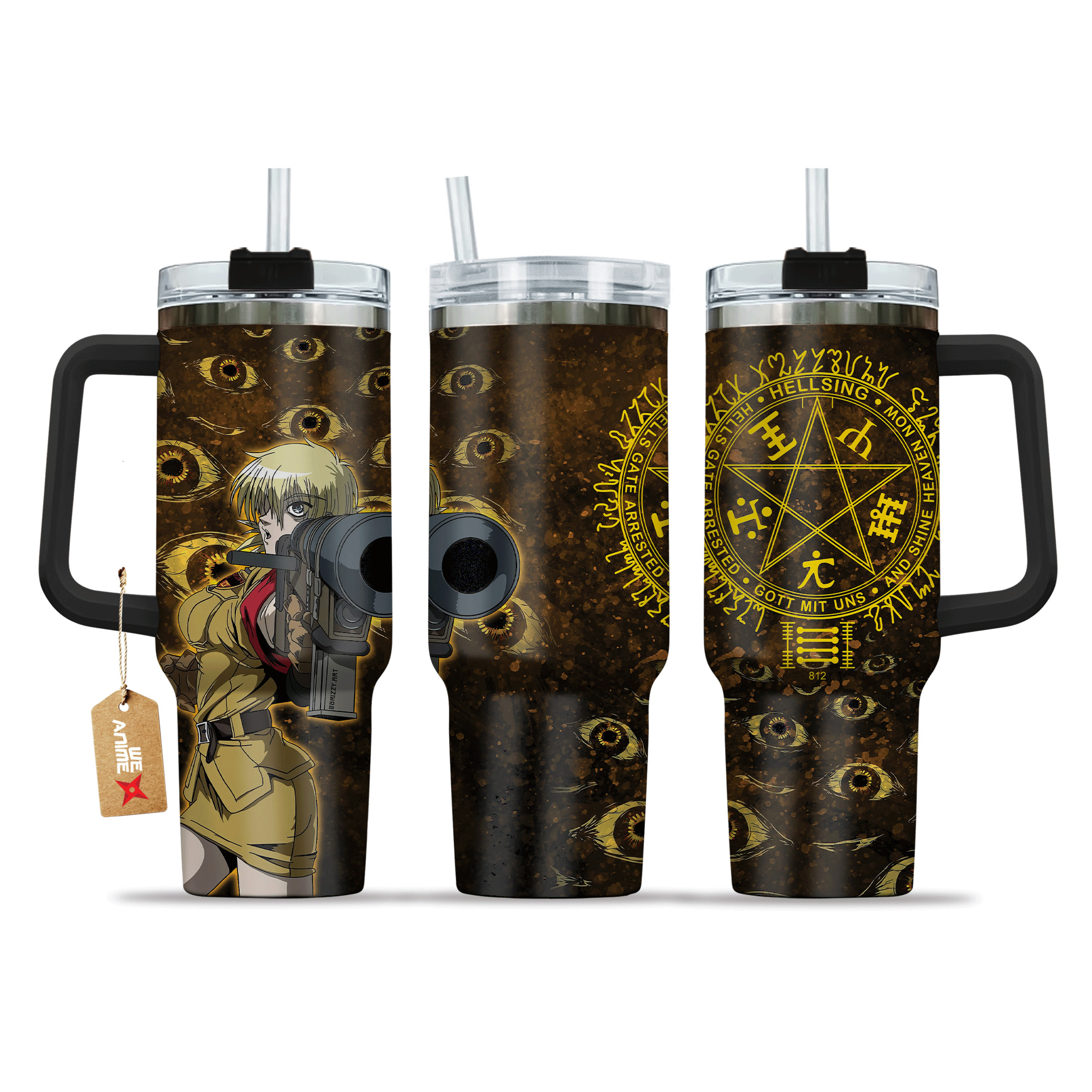 Seras Victoria Hellsing Anime Custom 30oz or 40oz Quencher Stainless Steel Tumbler With Handle, Best Gift Idea NVA