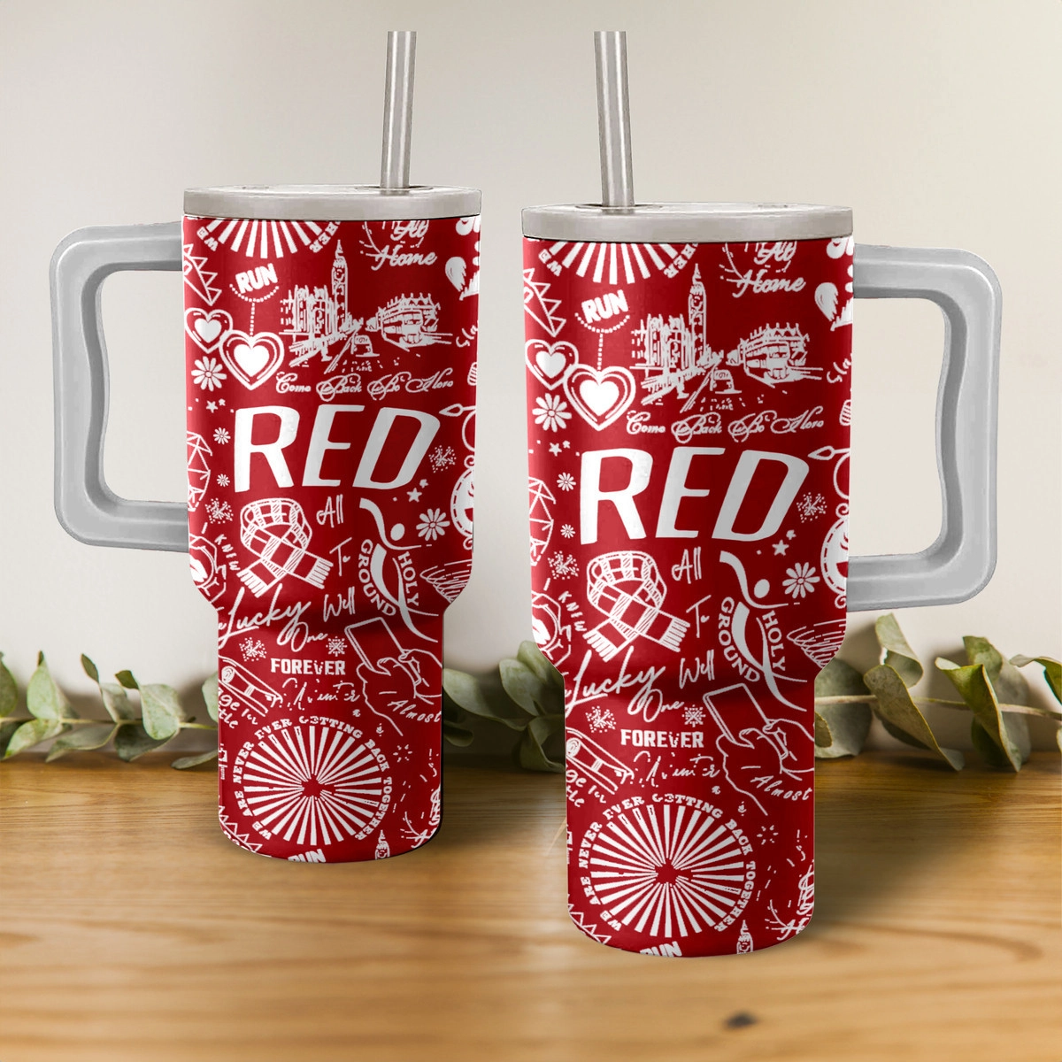 Taylor Swift Red Album Music Custom Stanley Quencher 40oz Stainless Steel Tumbler HG With Handle