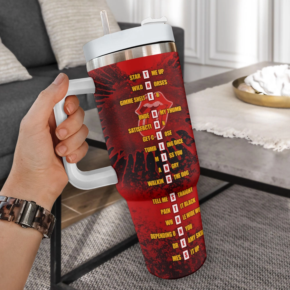The Rolling Stones Music Custom Quencher 30oz or 40oz Stainless Steel Tumbler HG With Handle