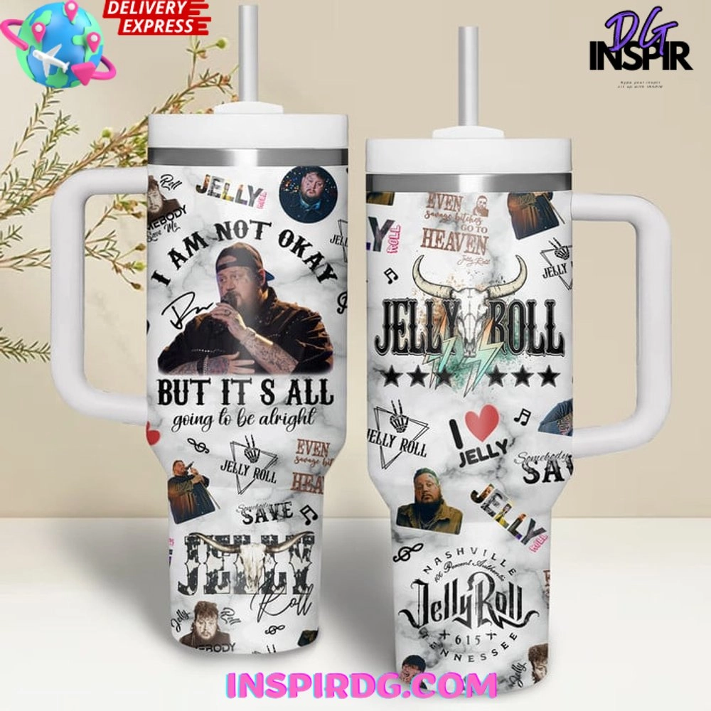 Jelly Roll Music Custom Stanley Quencher 30oz or 40oz Stainless Steel Tumbler With Handle HG