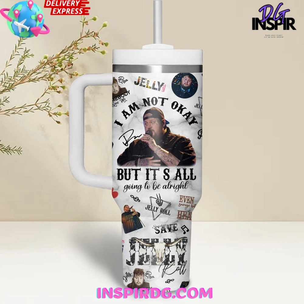 Jelly Roll Music Custom Stanley Quencher 30oz or 40oz Stainless Steel Tumbler With Handle HG