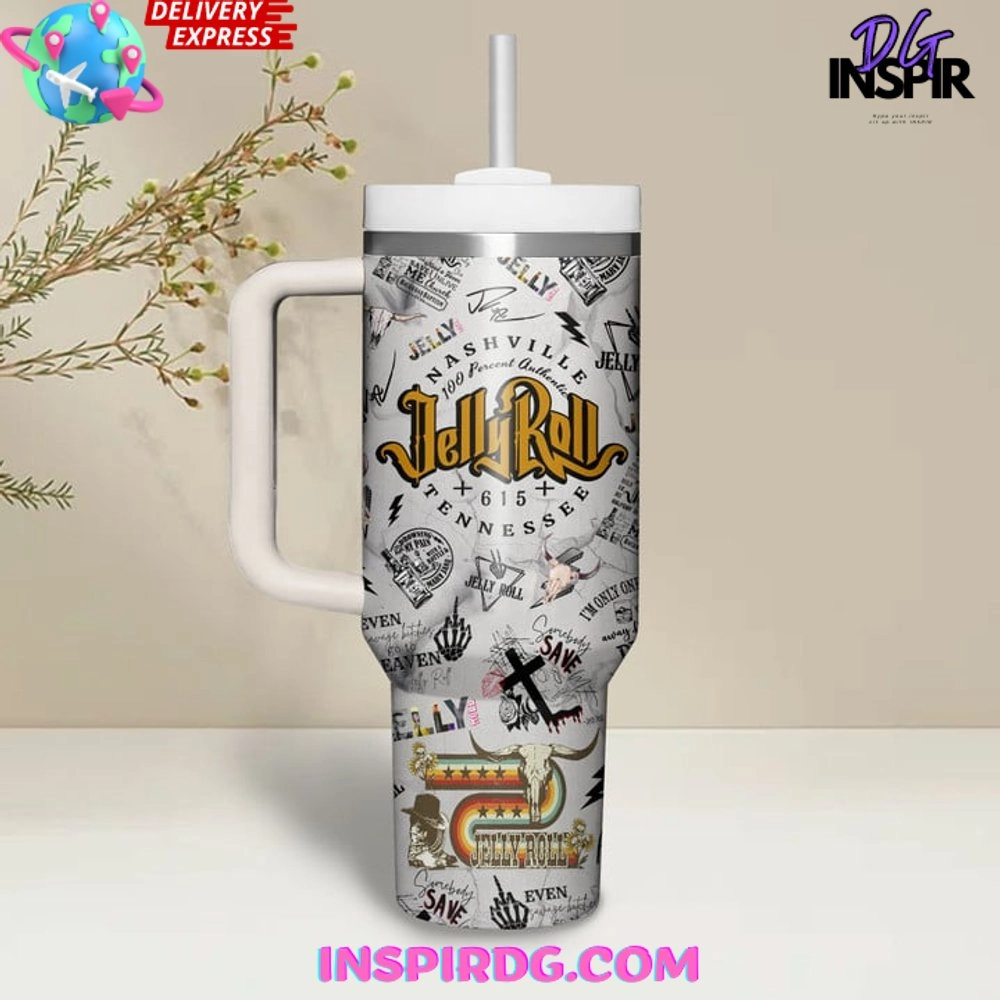 Jelly Roll Music Custom Stanley Quencher 30oz or 40oz Stainless Steel Tumbler With Handle HG