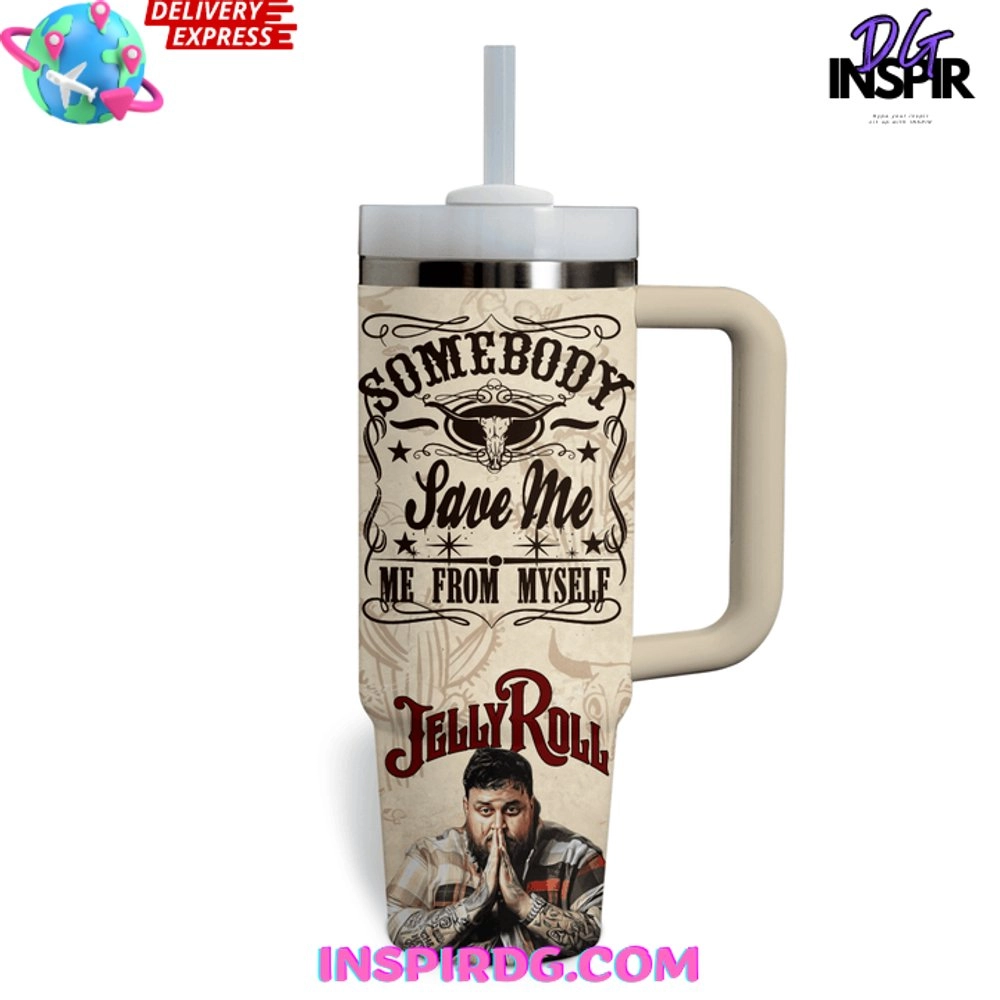 Jelly Roll Music Custom Stanley Quencher 30oz or 40oz Stainless Steel Tumbler With Handle HG