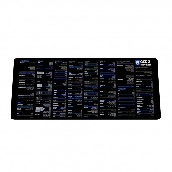 CSS3 Cheat Sheet Desk Mat | Home Office Decor| Gift Coworker | Quick Key, Large Anti-Slip Keyboard Pad Mouse Mat HG