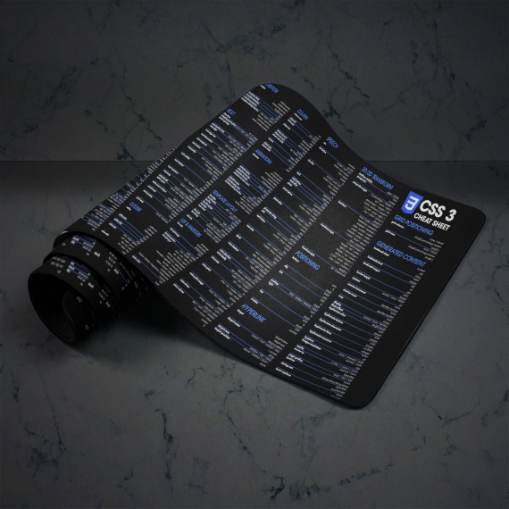 CSS3 Cheat Sheet Desk Mat | Home Office Decor| Gift Coworker | Quick Key, Large Anti-Slip Keyboard Pad Mouse Mat HG